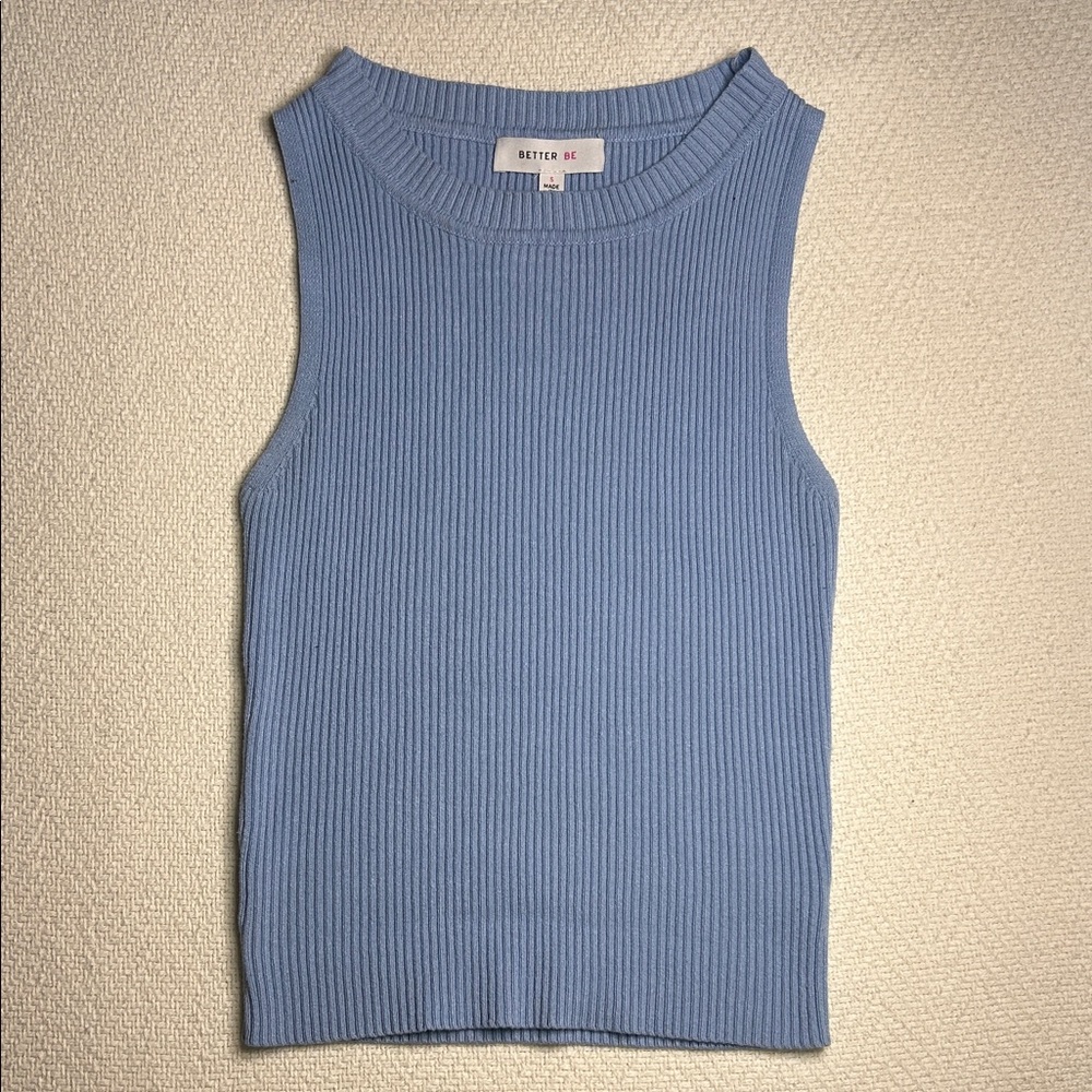 Better Be Blue Ribbed Crop Top